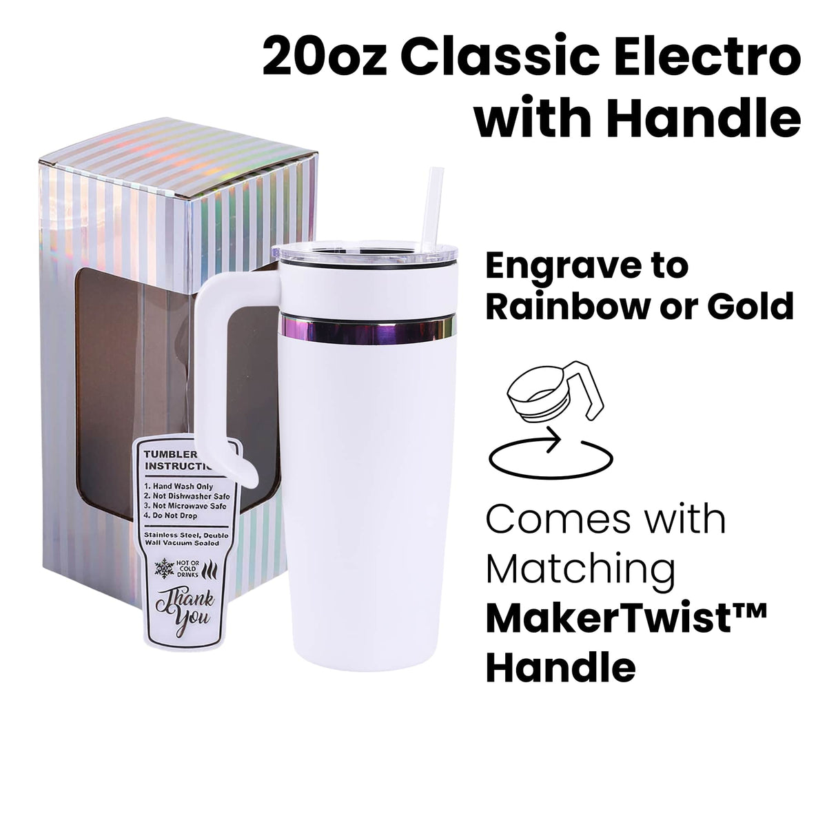 20oz Electroplated Tumbler with Handle