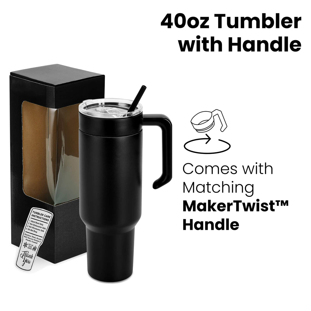 40oz Tumbler with Handle CUSTOMIZABLE