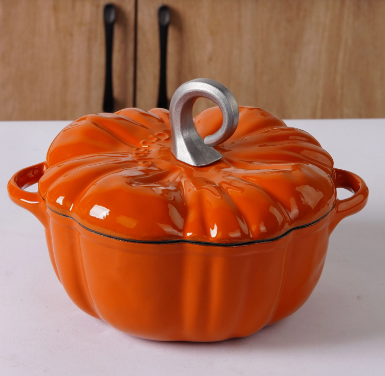 Enameled Cast Iron Pumpkin Dutch Oven