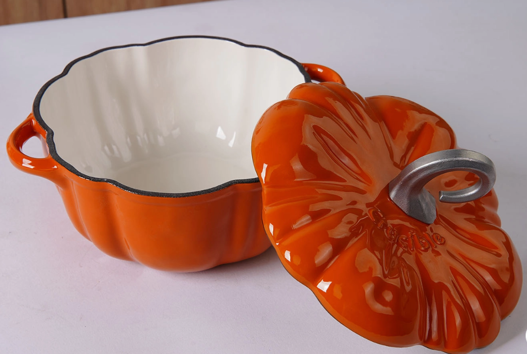 Enameled Cast Iron Pumpkin Dutch Oven