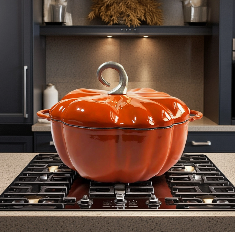 Enameled Cast Iron Pumpkin Dutch Oven