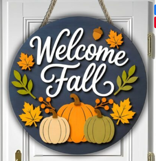 WELCOME FALL DOOR HANGER 18"